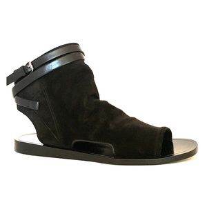 Vince Open Toe Suede Cut Out Slouchy Suede  Sandal